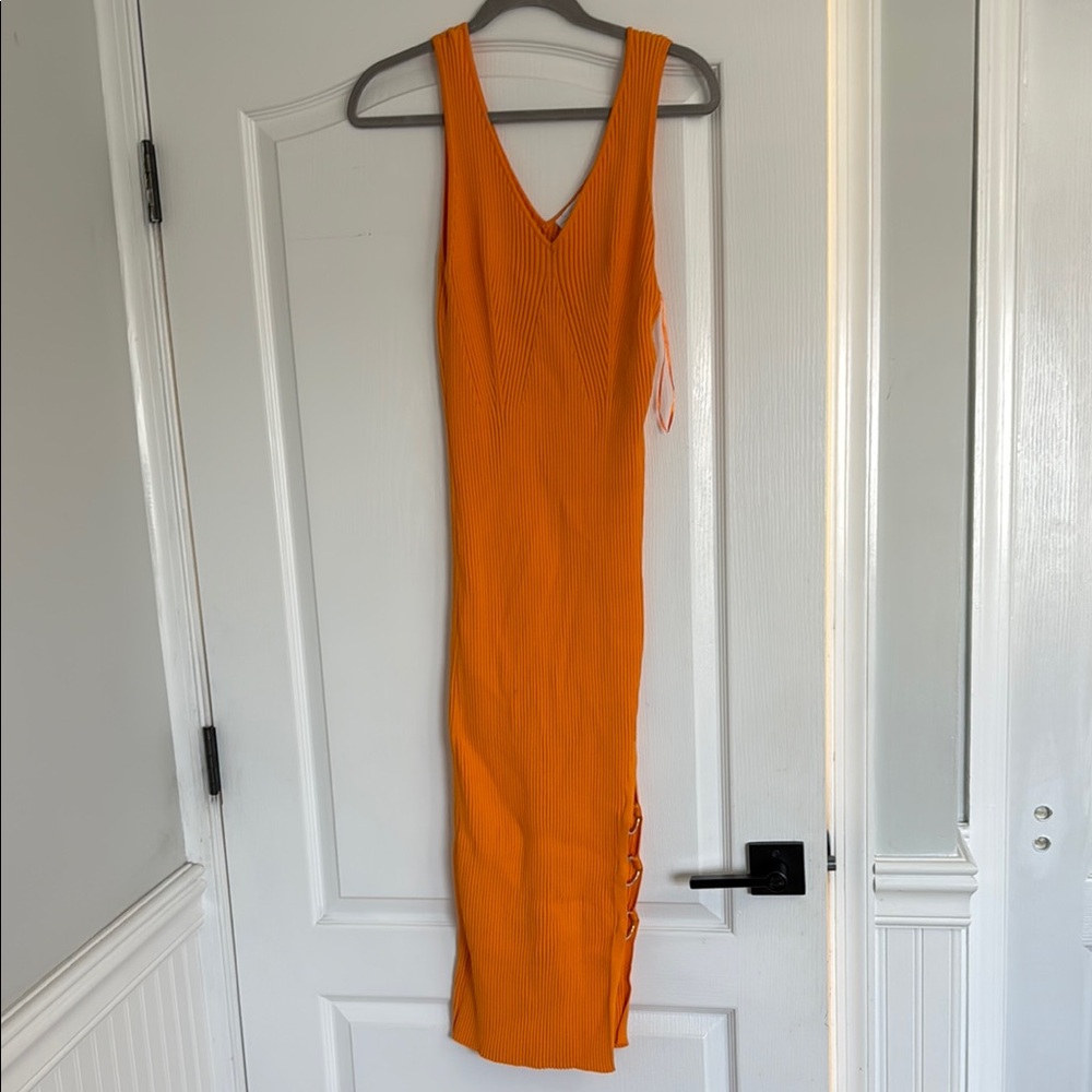 House of Harlow 1960 Orange V-Neck Sheath Maxi Dress